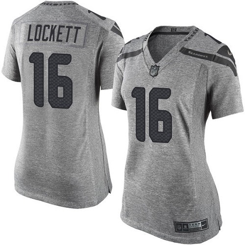 Women's Elite Tyler Lockett Nike Jersey Gray - #16 Gridiron NFL Seattle Seahawks